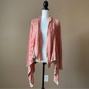 DINA BE | Pink & Tan Patterned Knit Cardigan Sweater Sz M